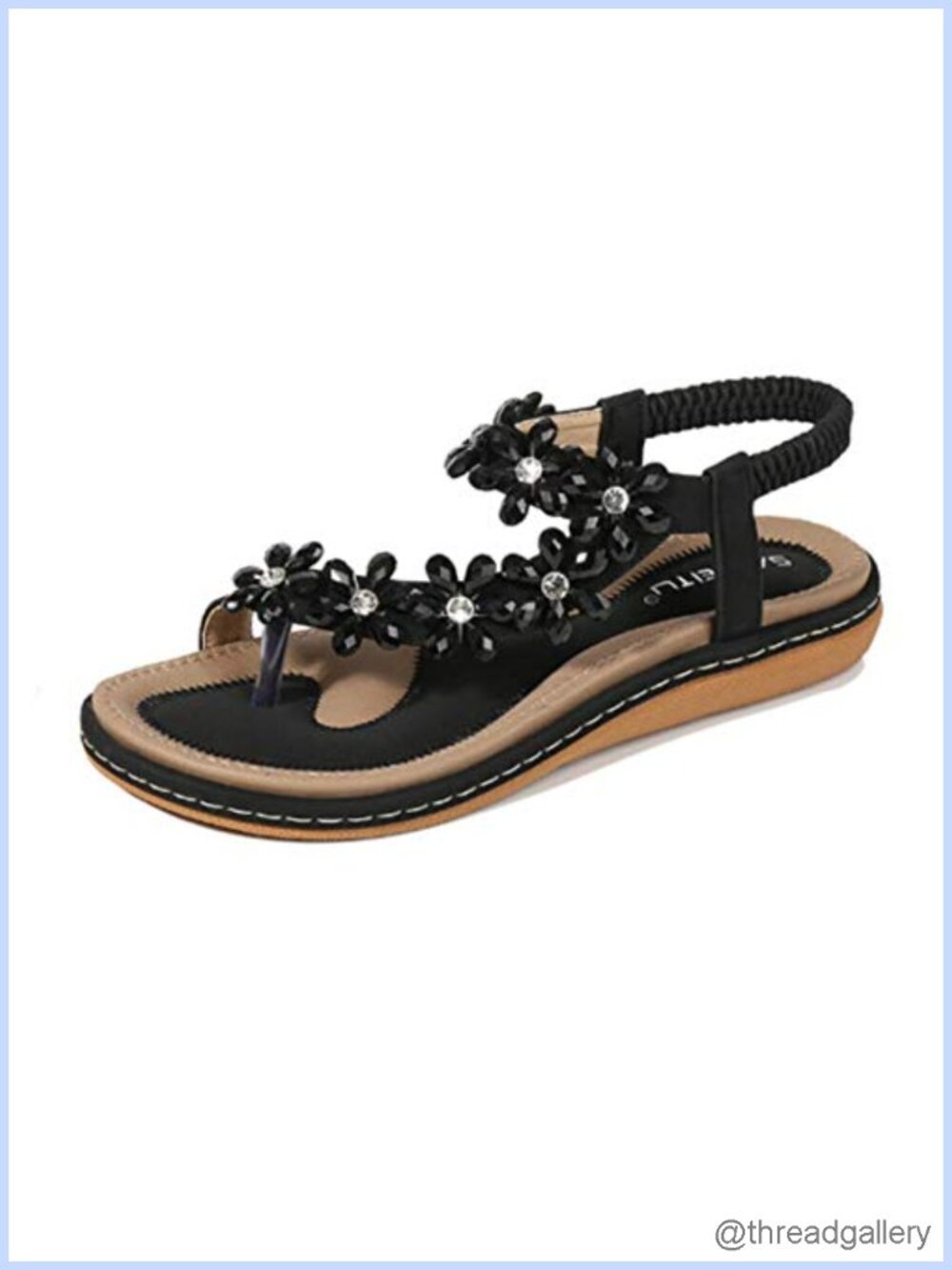 Women's Bohemia Flat Sandals Crystal Gladiator Open Toe Ankle Strap Summer Beach